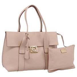 Borsa Tote Salvatore Ferragamo Gancini in pelle rosa e oro Auth 199216V