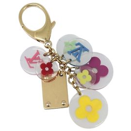 LOUIS VUITTON Porte Cles Fleur Charm Metal Gold Clear M60046 LV Auth 199068