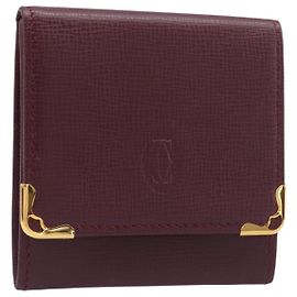 Monedero CARTIER Must Line de cuero Bordeaux Gold Auth am12409V