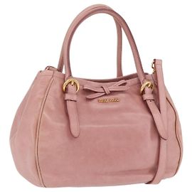 Sac à main Miu Miu en cuir 2way Rose Or Auth yk20856V