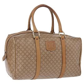 Céline Borsa a mano CELINE Macadam Canvas PVC Beige Gold Auth 197717