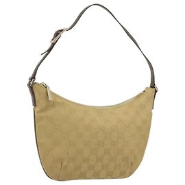 GUCCI GG Canvas Schultertasche Beige Gold 005 0813 Auth 197215