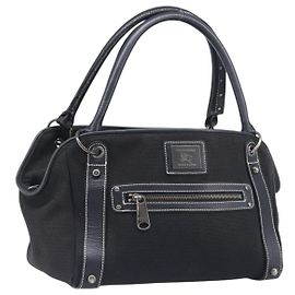 Borsa a mano BURBERRY Canvas Black Silver Auth ep15781