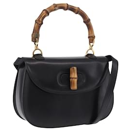 GUCCI Bamboo Handtasche aus Leder 2way Schwarz Gold 000 46 0633 Auth am12260SAV