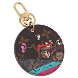 LOUIS VUITTON Damier Ebene Key Holder Illustre Charm M65138 LV Auth 199151V