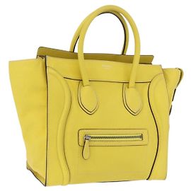 Céline CELINE Luggage Mini Hand Bag Leather Yellow Auth 197304V