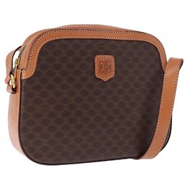 Céline Borsa a tracolla CELINE Macadam Canvas PVC Leather Brown Gold Auth ki6803V