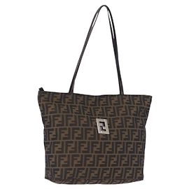 FENDI Zucca Canvas Tote Bag Braun Schwarz Auth 197739A