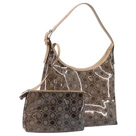 Borsa a tracolla Salvatore Ferragamo in vinile Beige Silver Auth 196611A