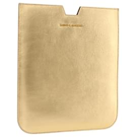 SAINT LAURENT iPad Case Leather Gold Auth 197169M
