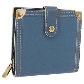 LOUIS VUITTON Suhari Compact Zip Wallet Leather Blue M91829 LV Auth 200260V