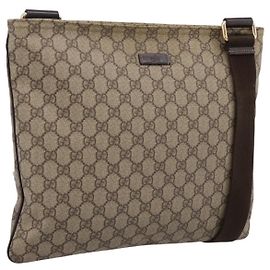 Borsa a tracolla GUCCI GG Supreme PVC Pelle Beige Tono Oro 201446 Auth BA15344