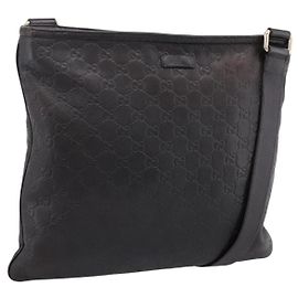GUCCI GG Canvas Guccissima Schultertasche aus Leder Schwarz Gold 201446 Auth 197649