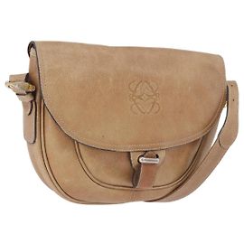 Borsa a tracolla LOEWE in pelle beige e oro autentica ka5886