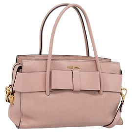 Borsa Miu Miu Madras Fiocco in pelle 2way Rosa Oro Auth 200153V