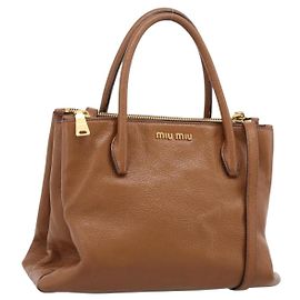 Borsa a mano Miu Miu in pelle 2way Brown Gold Auth yk20781M