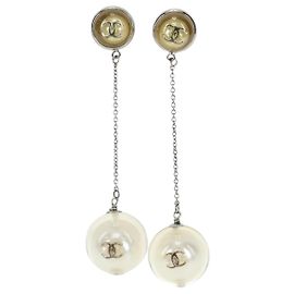 CHANEL Pierce Metal Silver Yellow CC Auth 192858V