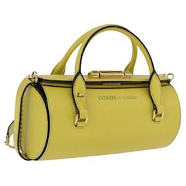 Borsa a tracolla con catena PRADA in pelle Saffiano Yellow Gold Auth 198688M