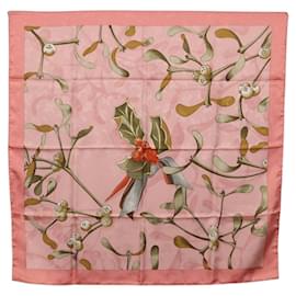 Hermès Foulard HERMES Carre90 Seta Rosa Verde Auth 192370M