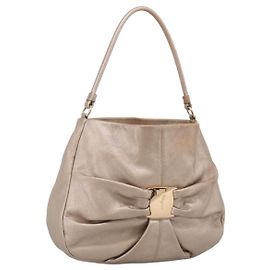 Borsa Salvatore Ferragamo Vala in pelle oro autentica BA15384