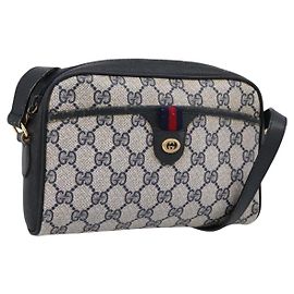 Borsa a tracolla GUCCI GG Supreme Sherry Line PVC Navy Gold 116 02 089 Auth 198887