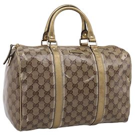 Borsa Boston GUCCI GG Crystal Coated Canvas Gold 193603 Auth 197908