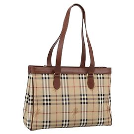 Borsa a tracolla BURBERRY Nova Check PVC Beige Gold Auth 197805A