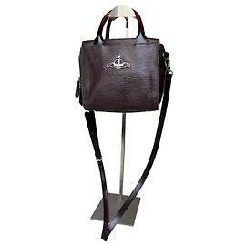 Borsa in pelle testurizzata Vintage Vivienne Westwood Burgundy Black