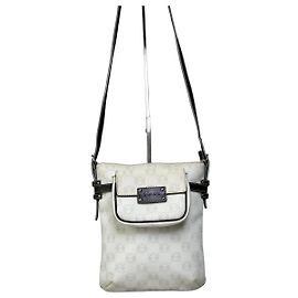 Borsa a tracolla Vintage Loewe in tela rivestita White Silver