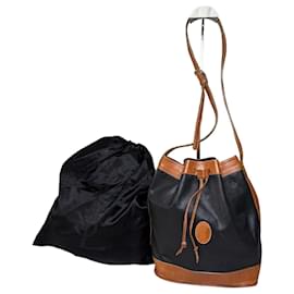 Borsa secchiello Vintage Yves Saint Laurent Monogram in pelle Black Tan