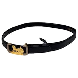 Céline Vintage Celine Ledergürtel Schwarz Goldene Schnalle