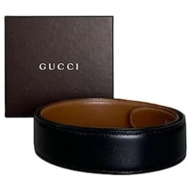 Vintage Gucci Ledergürtel Schwarz Tan Ohne Schnalle