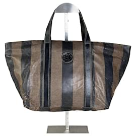 Vintage Fendi Canvas Tote Schwarz Braun