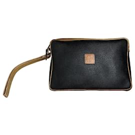 Clutch Vintage Givenchy de piel granulada Negro Beige Dorado