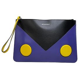 Clutch Vintage Emporio Armani in pelle Viola Nero Giallo