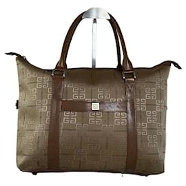 Vintage Givenchy 4G Logo Canvas Tote Beige Brown Gold