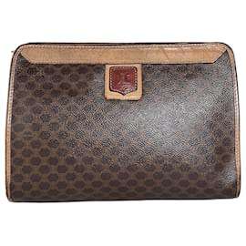 Céline Borsa a pochette Vintage Celine in tela rivestita Marrone Tan Oro