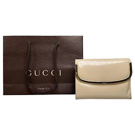Clutch Vintage Gucci in pelle verniciata Cream Gold