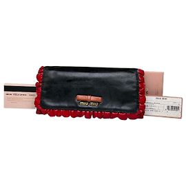 Portafoglio lungo Vintage Miu Miu in pelle Nero Rosso Chiusura dorata