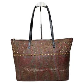 Borsa Tote Vintage Etro in tela Paisley Rosso Verde Oro