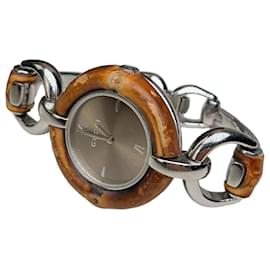Relógio de pulso Vintage Gucci GG Logo em aço inoxidável Castanho Prata