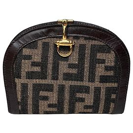 Monedero Vintage Fendi FF Monogram Canvas Tan Black