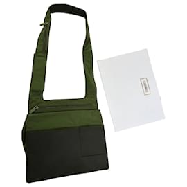 Borsa a spalla Vintage Miu Miu in nylon mesh Olive Green Silver