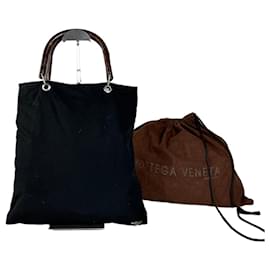 Vintage Bottega Veneta Reversible Canvas Tote Schwarz Braun