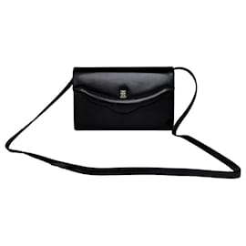 Vintage Givenchy Leder Crossbody Bag Schwarz Gold