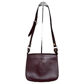 Vintage Cartier Schultertasche aus Leder Burgundy Gold