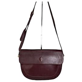 Borsa a tracolla vintage Cartier in pelle Burgundy Gold