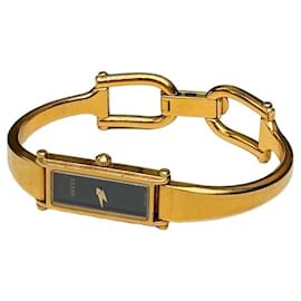 Vintage Gucci Armbanduhr goldfarben schwarzes Zifferblatt