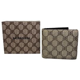 Vintage Balenciaga BB Monogram Canvas Geldbörse Beige Brown