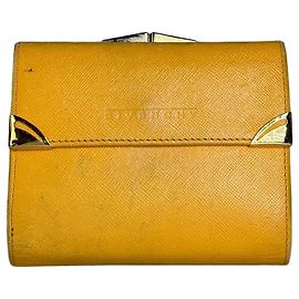Vintage Givenchy Saffiano Leder Geldbörse Gelb Silber